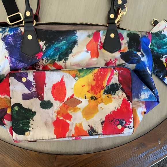 MZ Wallace Tote Bag Spring Floral Nylon Large Crossbody Strap extra small bag - Picture 5 of 11